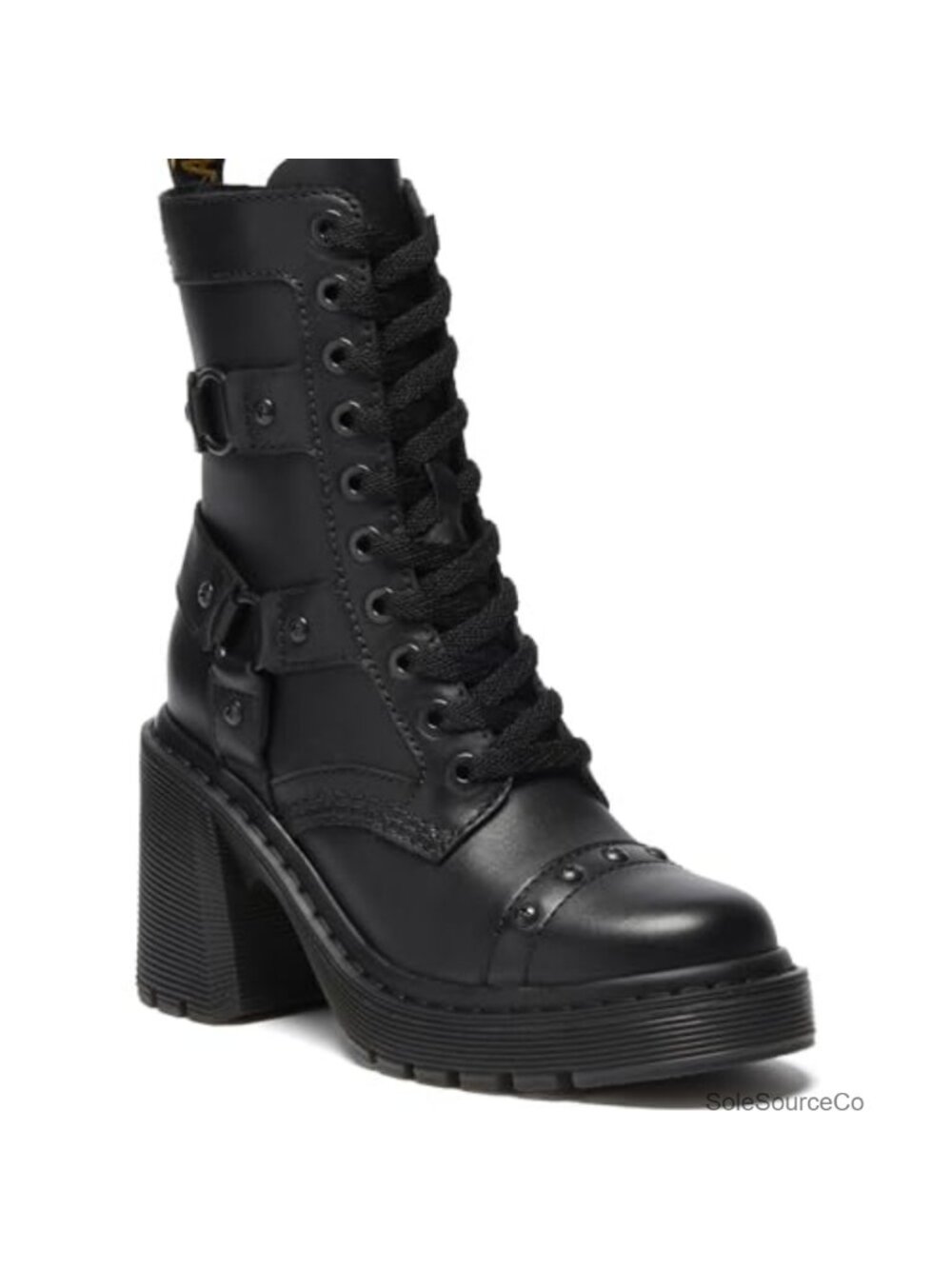 Dr. Martens Sendal Leather Harness Flare Heel Ankle Boots